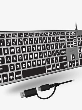 Backlit Large Print Keyboard for Mac - Dual USB-A + USB-C Wired